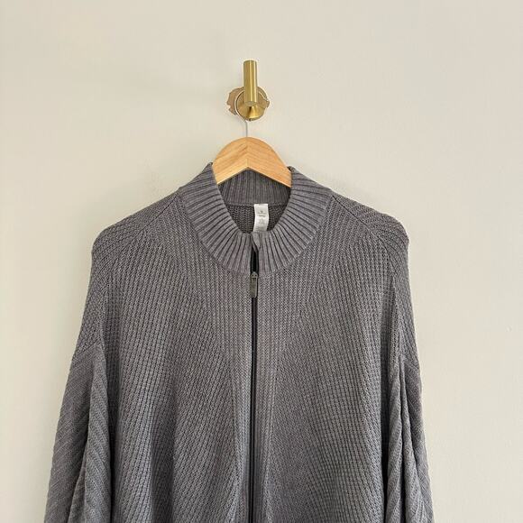 Lululemon Softer Still Cashmere Blend Wrap Sweater Heathered Asphalt Grey - Picture 4 of 10
